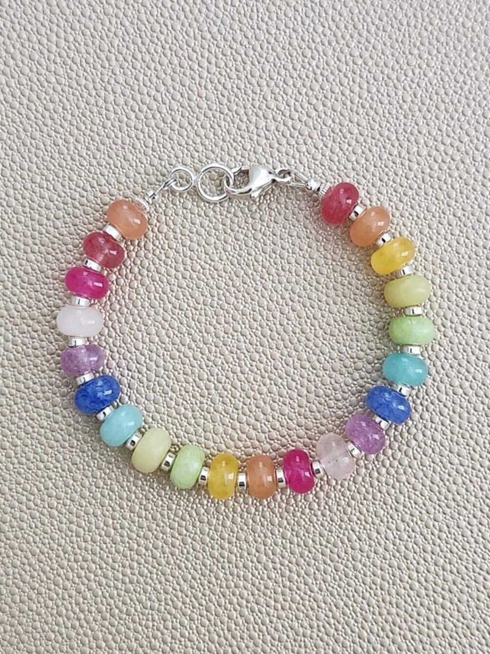 KALEIDOSCOPE MULTI COLORED JADE BRACELET-7"